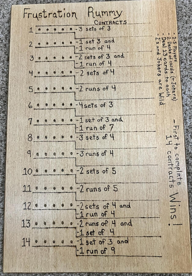 Frustration Rummy board